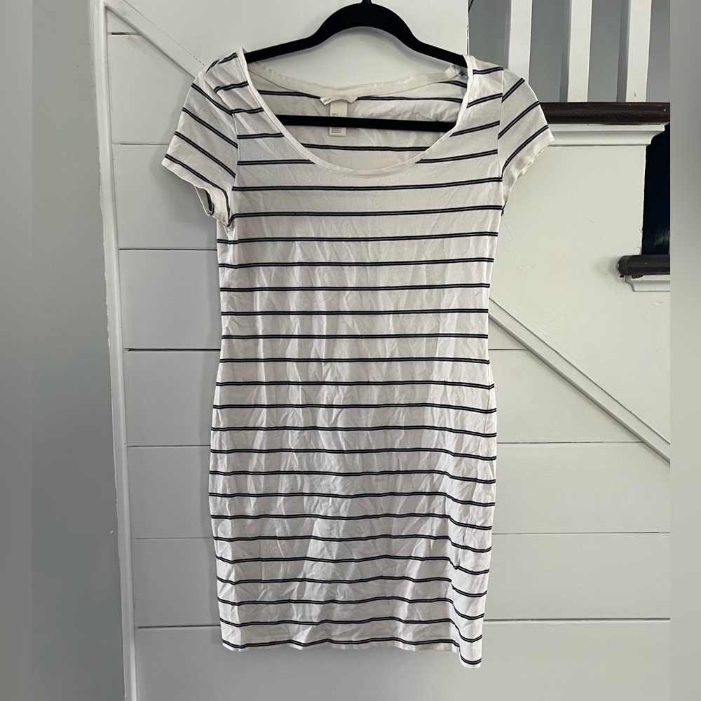 H&M White Stripe Dress (S)